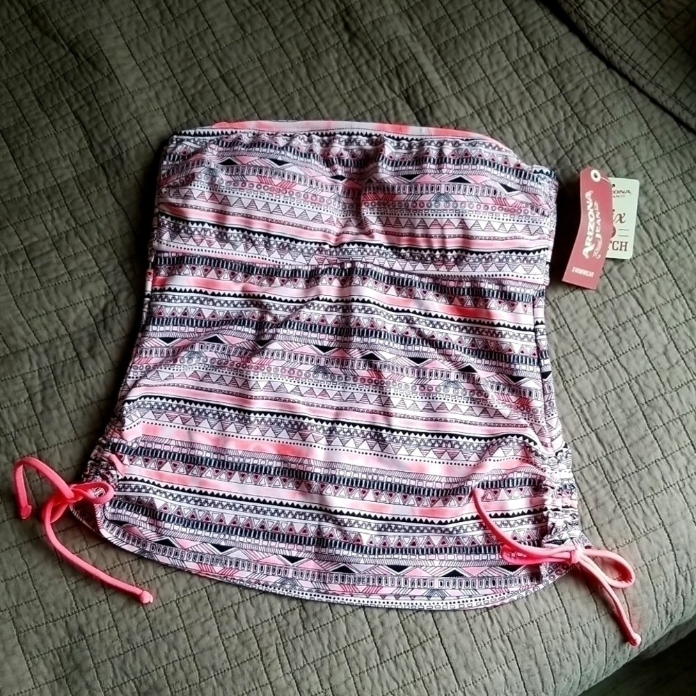 Arizona Jeans Tankini Top Size Small Coral White Black NWT 🎯